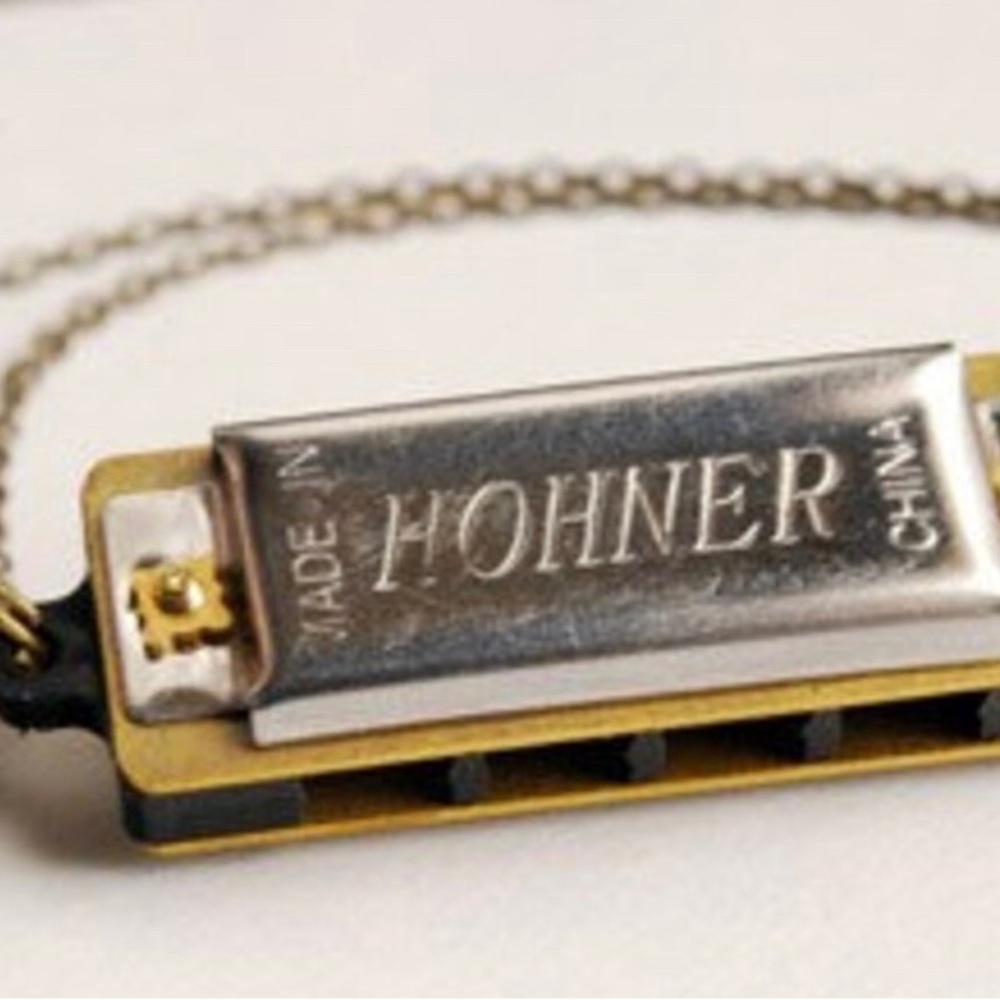 Harmonica Necklace- Music instrument Pendant on brass chain